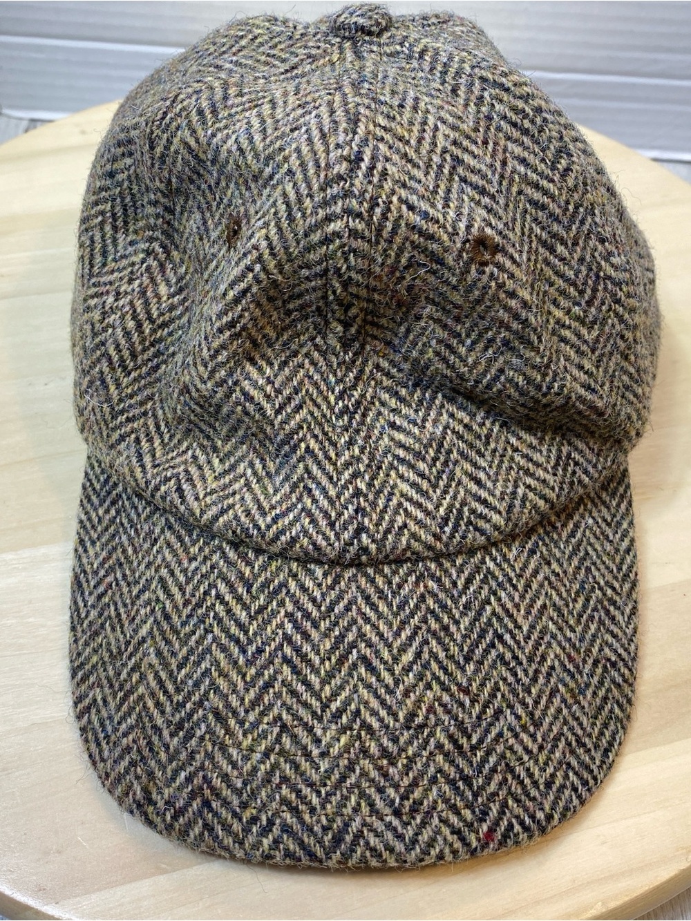 Brooks Brothers Wool Tweed Baseball Cap Hat Brown Herringbone S/M USA Made
